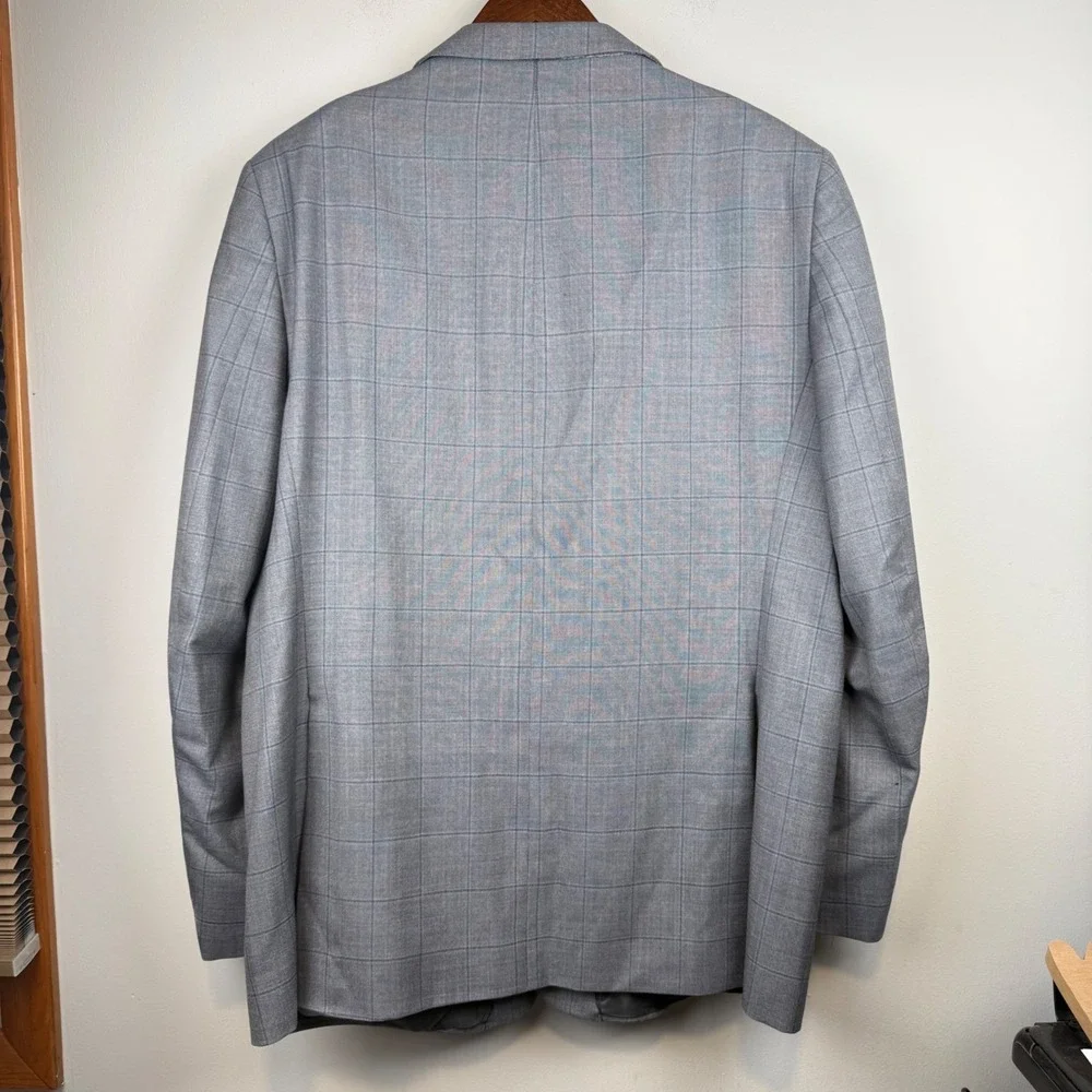 Jos. A. Bank Reserve Mens Silk Wool Blend Plaid Sport Coat 48L Corporate Wedding